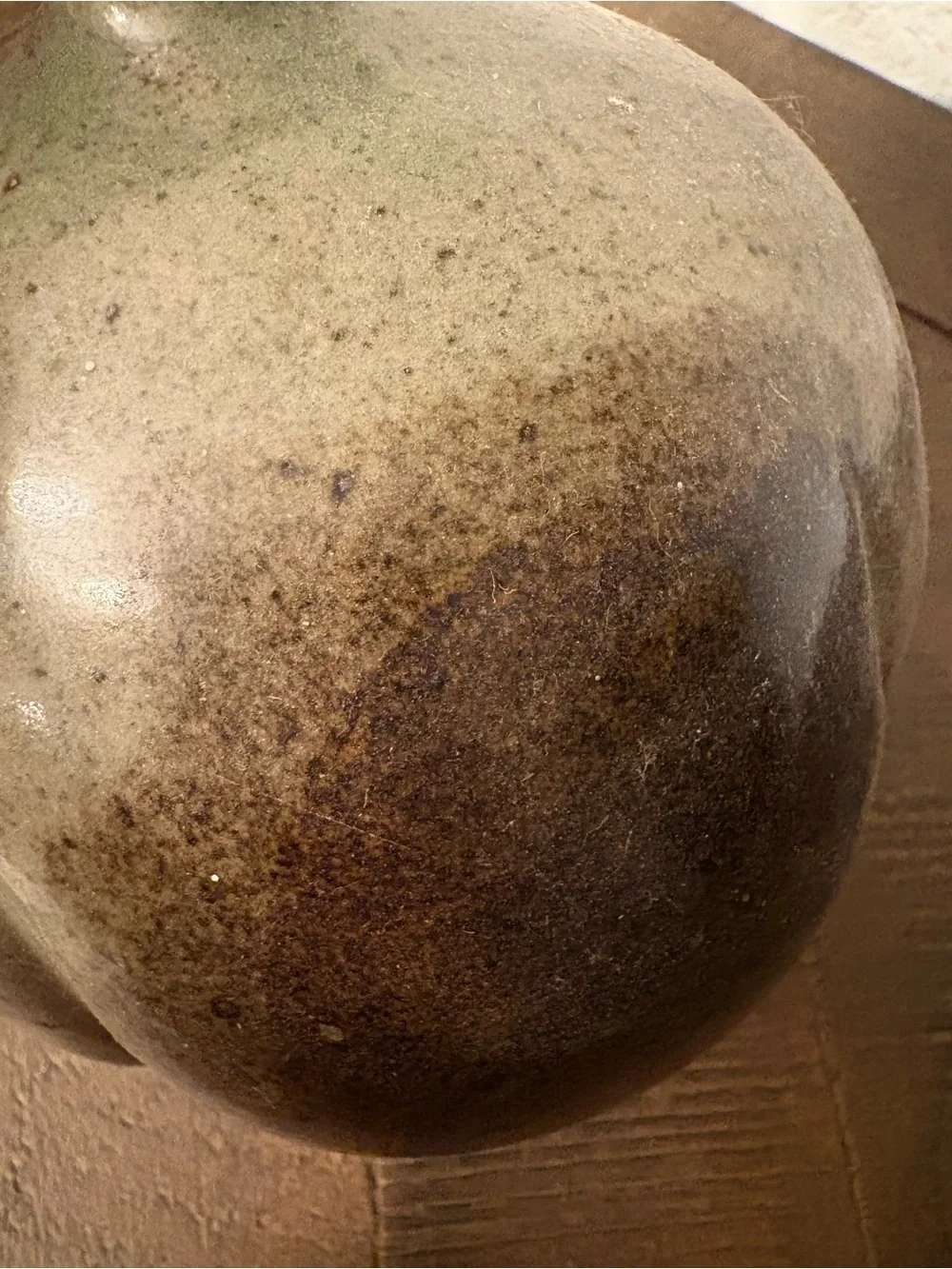 Handcrafted Round Ceramic Bud Vase in Olive Green and Brown